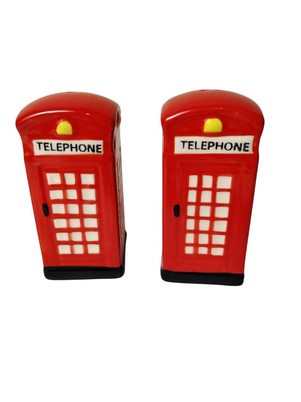 Red Ceramic London-Inspired Telephone Box Novelty Salt and Pepper Shaker Set